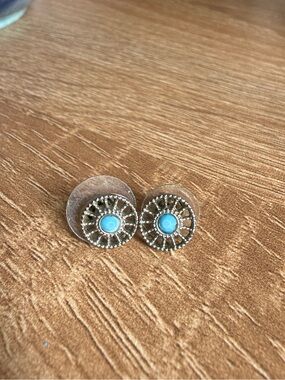 Turquoise and Silver Stud Earrings